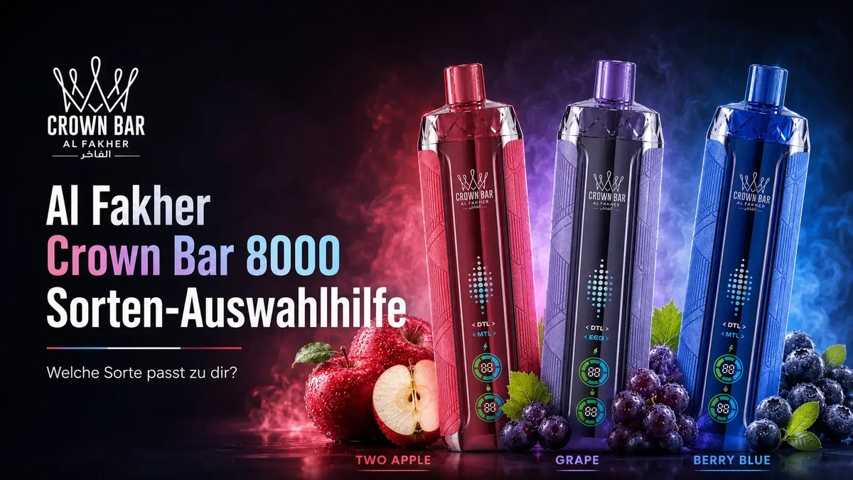 Al Fakher Crown Bar Crystal V2 8000 in verschiedenen Geschmacksrichtungen