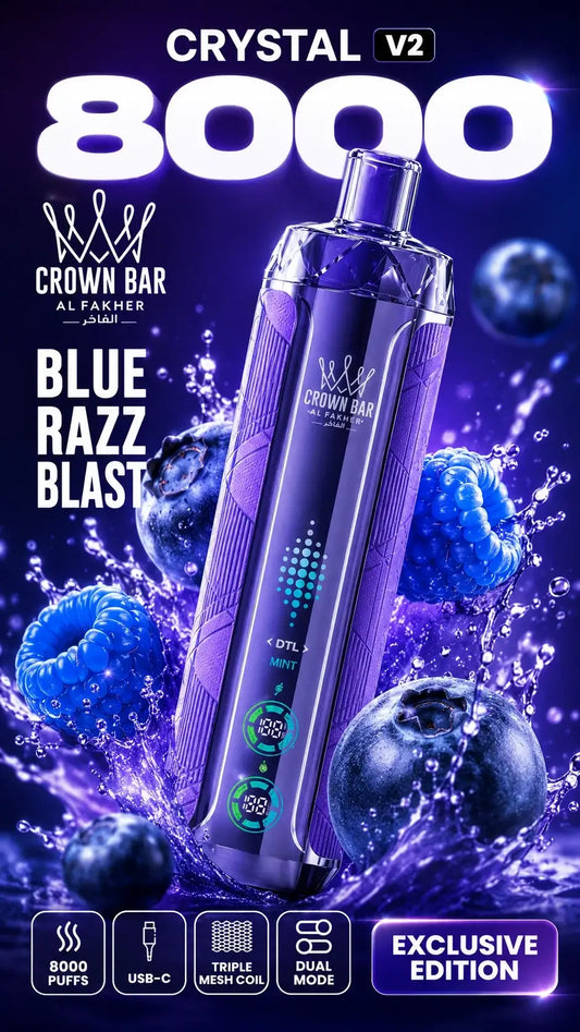 Al Fakher Crystal V2 8000 Blue Razz Blast mit Beeren